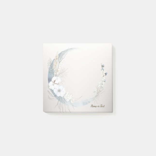 Bloco De Notas Boho White Orchid Flores Blue Moon Elegant (Frente)