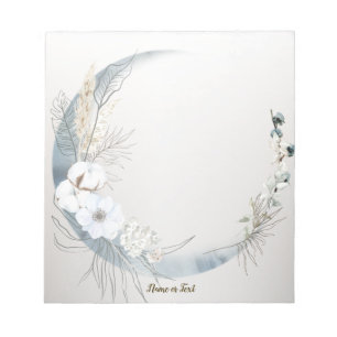 Bloco De Notas Boho White Orchid Flores Blue Moon Elegant
