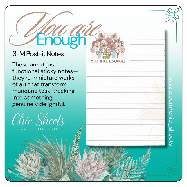 Bloco De Notas Boho You Are Enough Notas Post-it® 3M Lined (Criador carregado)