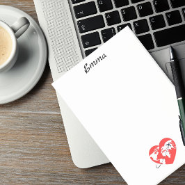 Bloco De Notas Bola Coração Fofo & avião, Nome Personalizado