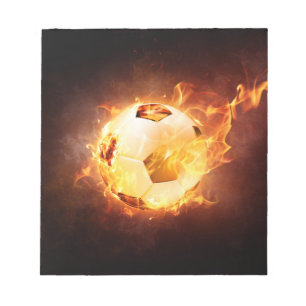 Bloco De Notas Bola de futebol do futebol no fogo