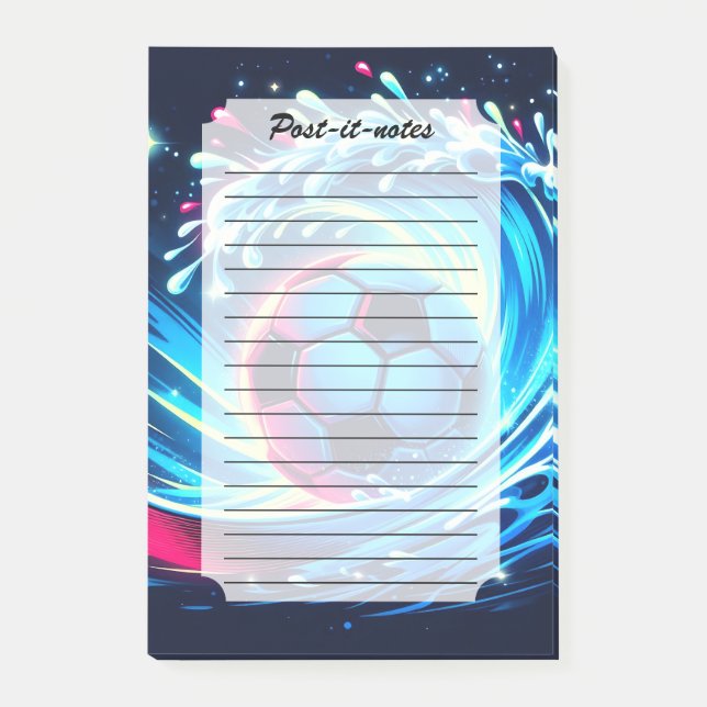 Bloco De Notas Bola de Futebol Futurista Oceano Surf (Frente)