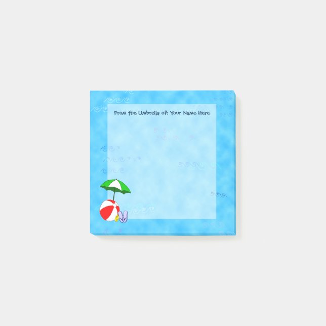 Bloco De Notas Bola de praia personalizada e guarda-chuva de Pisc (Frente)