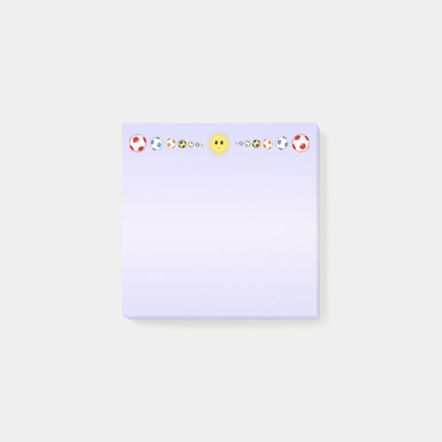 Bloco De Notas Bolas de futebol e feliz cabeçalho do sol (Frente)