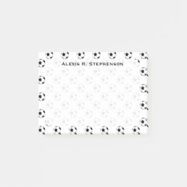 Bloco De Notas Bolas de Futebol Monogramadas sobre Branco