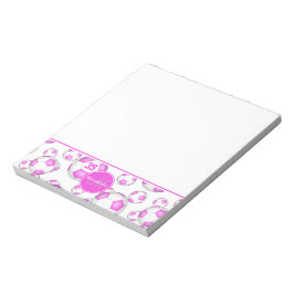 Bloco De Notas bolas de futebol rosadas e brancas femininas perso