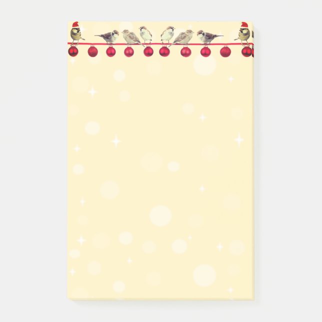 Bloco De Notas bolas de Natal & pássaros cantores (Frente)