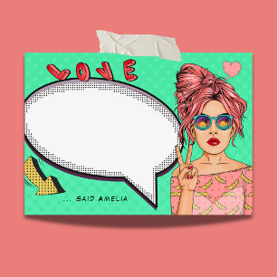 Bloco De Notas Bolha de Pop de Arte para Garota Cômica Personaliz