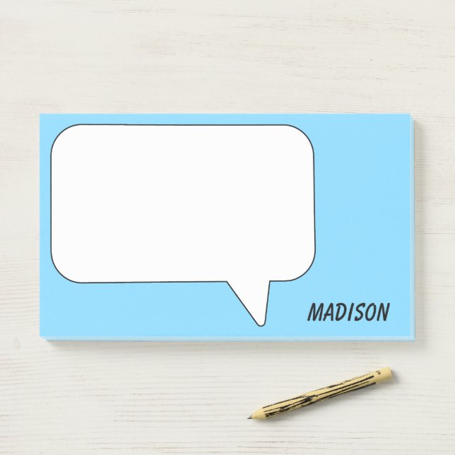 Bloco De Notas Bolha de voz de nome e cor personalizada (Na mesa)