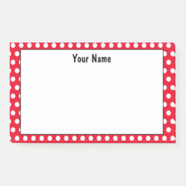 Bloco De Notas Bolinhas Clássica, Vermelho e Branco, Nome Persona