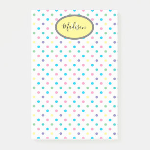 Bloco De Notas Bolinhas Colorido Monograma Personalizado e Nome A