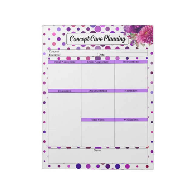 Bloco De Notas Bolinhas Floral Roxo _ Planejamento do Concept Car (Invertido)