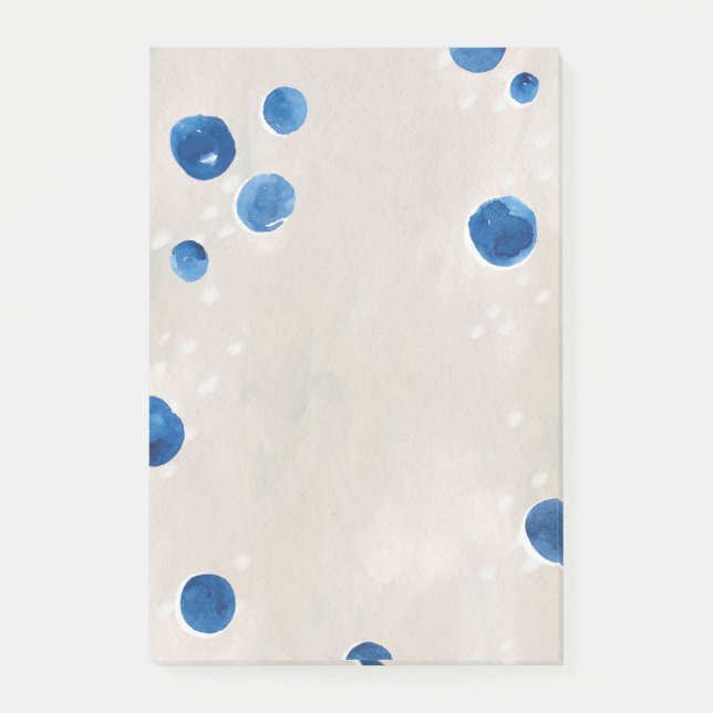 Bloco De Notas Bolinhas náuticas azuis marinhos de cor aquosa (Frente)