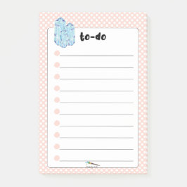 Bloco De Notas Bolinhas Peach Blue Diamantes TO-DO
