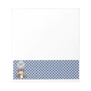 Bloco De Notas Bolinhas pretas em azul com Urso de Teddy