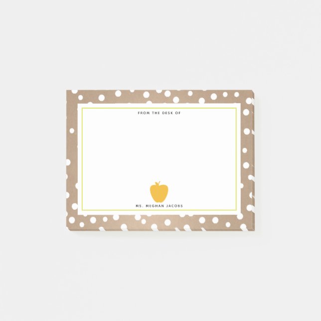 Bloco De Notas Bolinhas + Professor de Maçã Amarela (Frente)