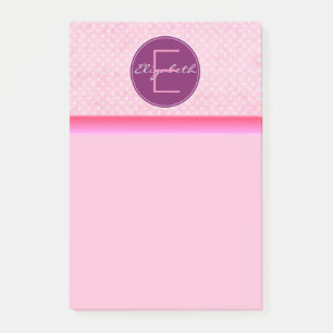 Bloco De Notas Bolinhas Rosa Monograma