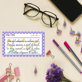 Bloco De Notas Bolinhas roxas, estrelas bonitas e arco-íris 10" x