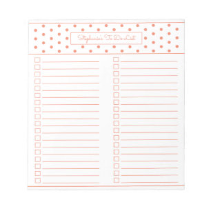 Bloco De Notas Bolinhas Simples Laranja Duas Colunas Para Fazer L