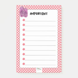 Bloco De Notas Bolinhas Vermelha Vinho Diamante IMPORTANTE