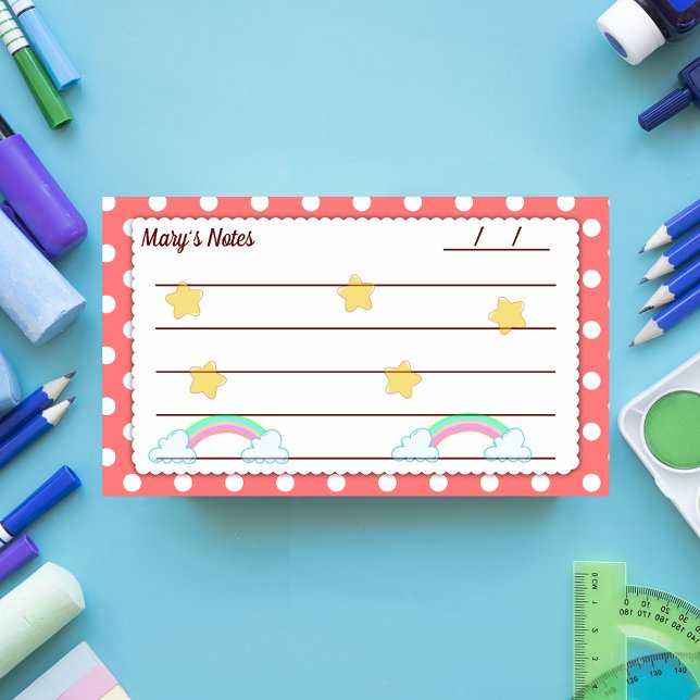 Bloco De Notas Bolinhas vermelhas, estrelas agudas e arco-íris 10 (Criador carregado)