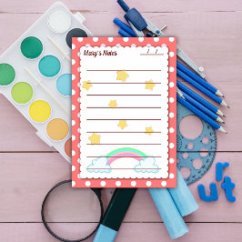 Bloco De Notas Bolinhas vermelhas, estrelas bonitas e arco-íris 4