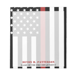 Bloco De Notas Bombeiro Personalizado Thin Red Line Departamento
