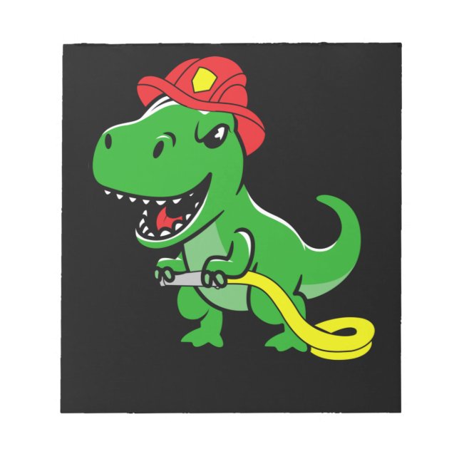 Bloco De Notas Bombeiro Trex Dinossaur Kids Fireman.Png (Frente)