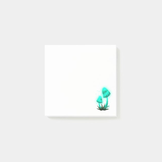 Bloco De Notas Boné Pixie Psicodélico Brilhando Cogumelo Ciano (Frente)