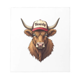 Bloco De Notas Boné Trucker Western Vintage Howdy Highland Cow St