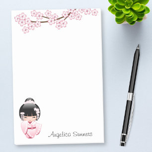 Bloco De Notas Boneca branca de Kokeshi do quimono - menina de