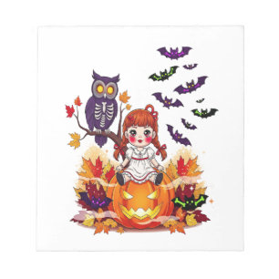 Bloco De Notas Boneca Coruja de Halloween Fofa