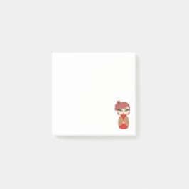 Bloco De Notas Boneca Kokeshi Vermelha 3" x 3" Blocos de Notas Po