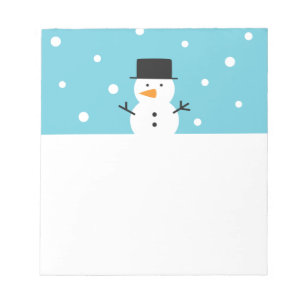 Bloco De Notas Boneco de neve bonito no fundo da neve para o