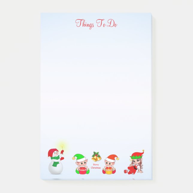 Bloco De Notas Boneco de Neve de Natal & Coisas para Fazer dos El (Frente)