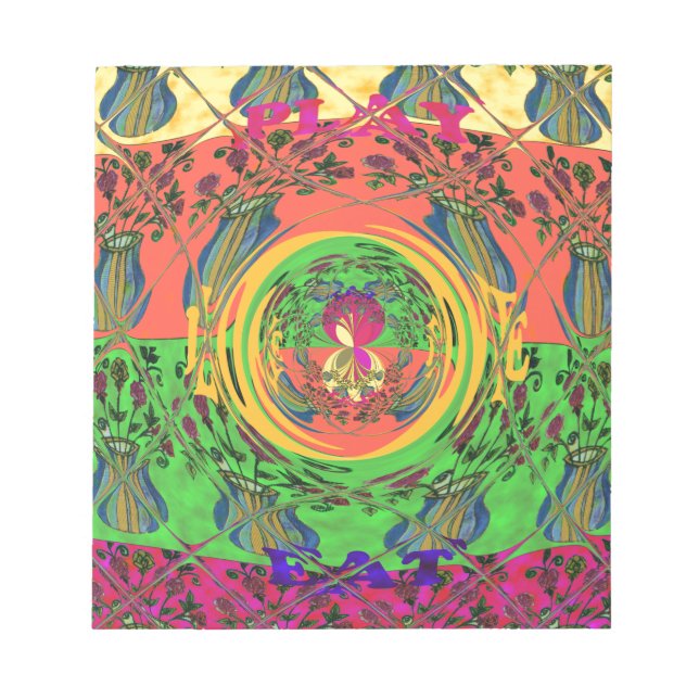 Bloco De Notas Bonita e Bonita Impressão de Arte Floral (Frente)