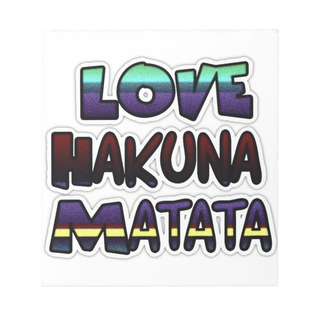 Bloco De Notas Bonita Impressão de Arte de Hakuna Matata (Frente)