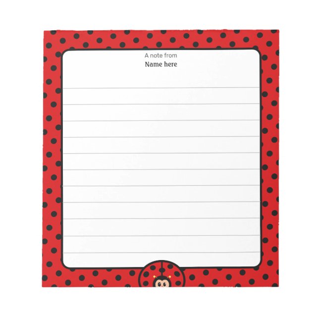 Bloco De Notas Bonita Lady Bug Vinculada (Frente)