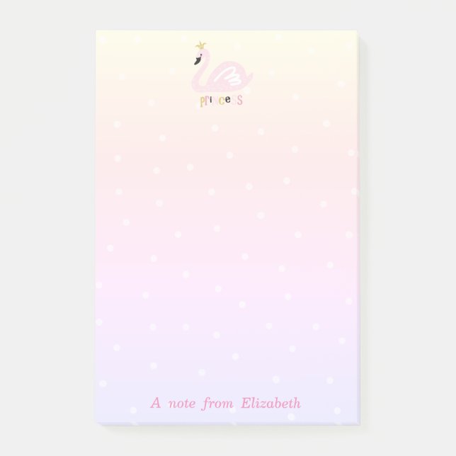 Bloco De Notas Bonita Na moda Girly, Swan, Tiara, Pontos (Frente)