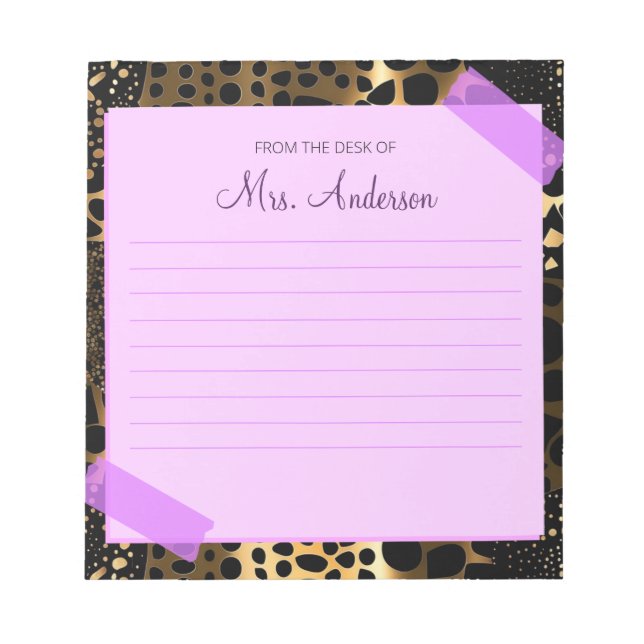 Bloco De Notas Bonita Roxa Bonita Da Mesa Do Professor (Frente)