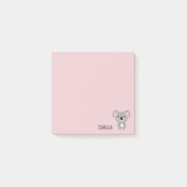Bloco De Notas Bonitas Raparigas Koala Urso Rosa Personalizadas (Frente)