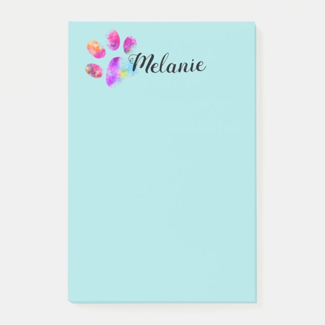 Bloco De Notas bonito cão azul amante a pata imprimir adicionar t (Frente)