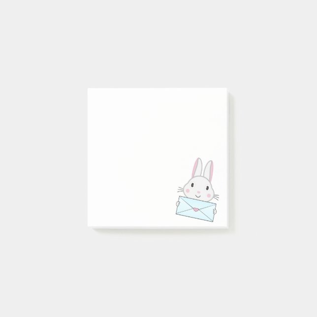 Bloco De Notas Bonito coelhinho segurando carta de amor (Frente)
