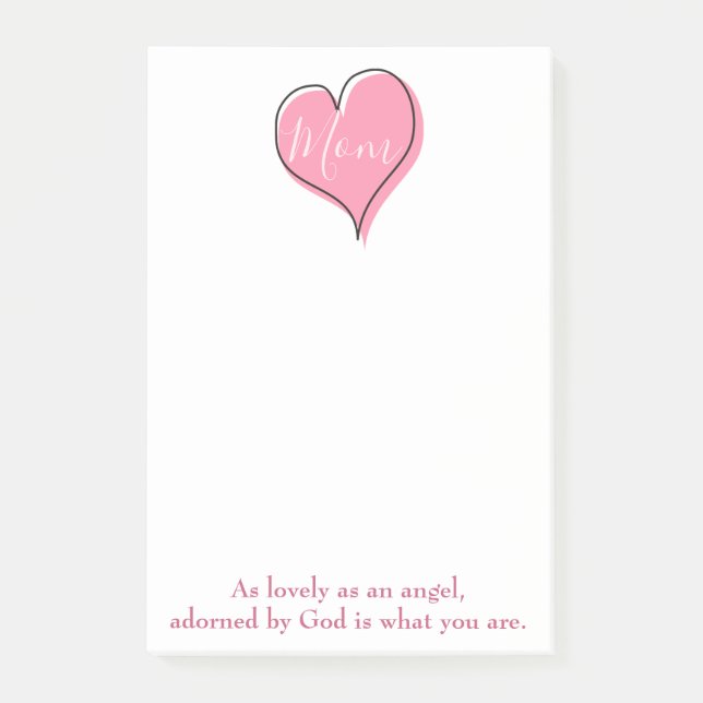 Bloco De Notas Bonito coração rosa mãe (Frente)