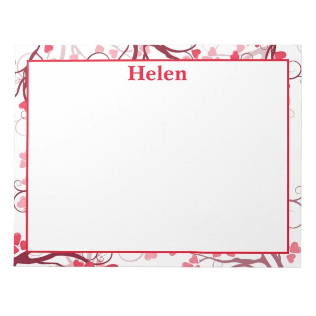 Bloco De Notas Bonito coração vermelho e branco (Frente)