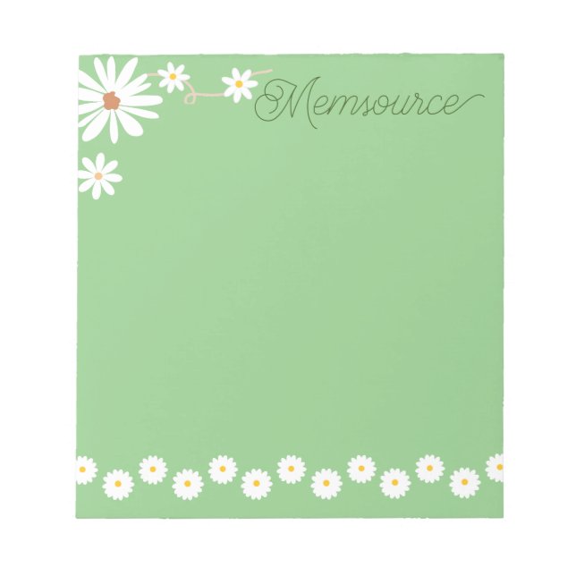 Bloco De Notas Bonito Daisy Greenery personalizada de luxo (Frente)