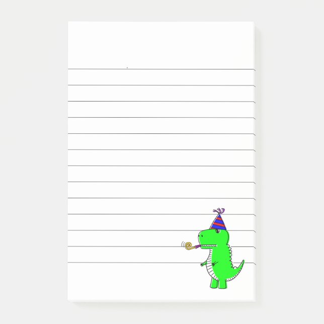 Bloco De Notas Bonito Feliz Aniversário Dinossauro Vinculado (Frente)