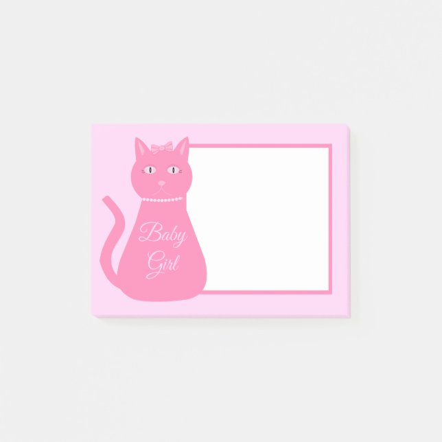 Bloco De Notas Bonito Gato De Bebê Rosa (Frente)