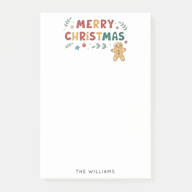 Bloco De Notas Bonito Gingerpão Homem Feliz Natal (Frente)