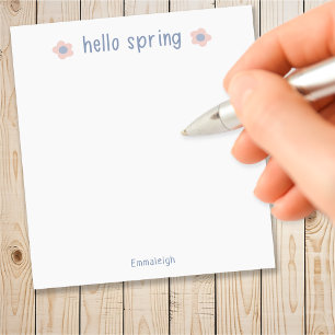 Bloco De Notas Bonito Monograma Floral Personalizado Olá Primaver